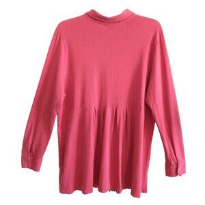 J. Jill Tunic Top Button Up Cotton Modal Knit Gathered Back Waist Hot Pink - XL